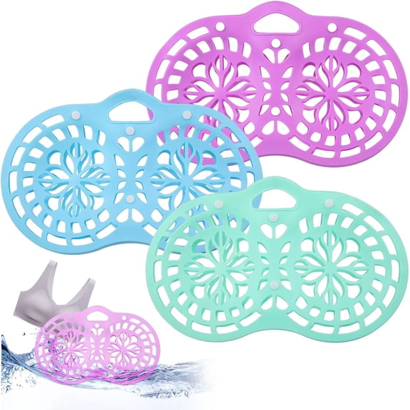 3PCS Bra Washing Bags for Laundry, Silicone Lingerie Bags Anti-Deformation Bra Protectors for Washing Delicates, Dryer Bras Protector for Women Laundry Storage (B)