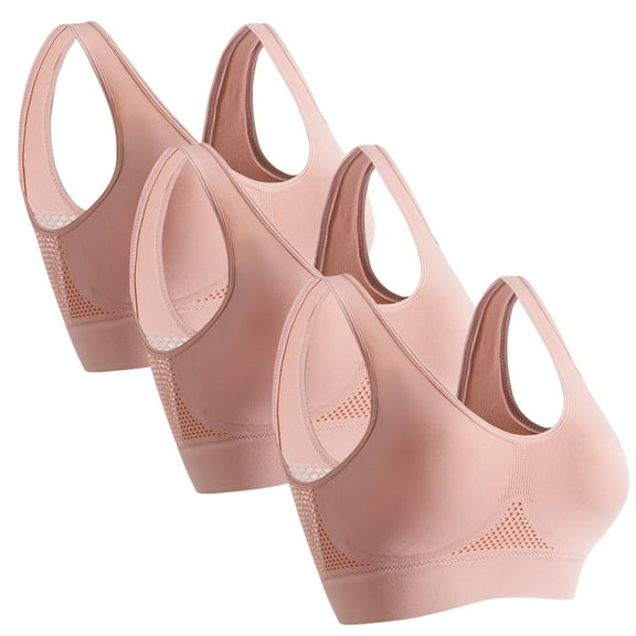 3PCS Breathable Anti-Sagging Sports Bras for Women Wireless Cooling Comfort Lift-Up Air Bra Set 3pcs Bras for Active Fitness & Everyday Wear