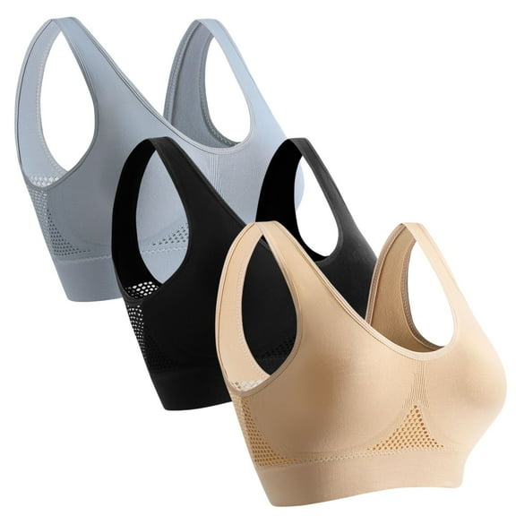 3PCS Breathable Anti-Sagging Sports Bras for Women Wireless Cooling Comfort Lift-Up Air Bra Set 3pcs Bras for Active Fitness & Everyday Wear