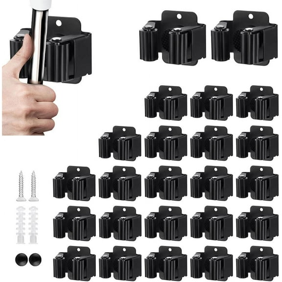 3PCS Broom and Mop Holder, Heavy Duty Garden Tool Organizer Rack Rake and Shovel Handle, Stainless Steel Mop Hanger. Wall Mounted Utility Rack with Screws, Silver.