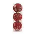 thumbnail image 1 of 3PCS Burgundy Velvet Christmas Ornaments, 3.07 Inch Flocked Christmas Balls with Hollow Out & Sequin Designs, Shatterproof Xmas Tree Decorations Set for Holiday Displays, 1 of 4
