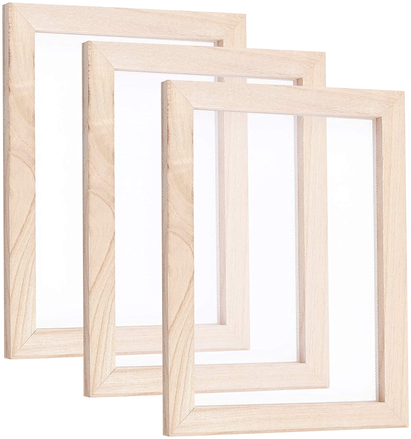 3PCS Burlywood Papermaking Frame Rectangle Wooden Paper Making Screen ...