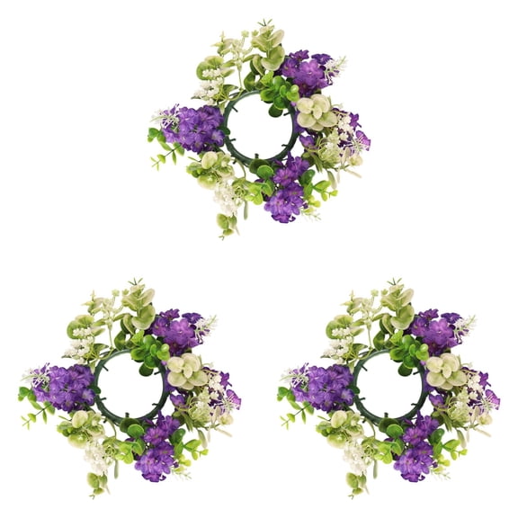 3PCS Candle Rings Wreaths - Mini Artificial Eucalyptus & Greenery Garland for Pillar Candles, Farmhouse Wedding Centerpiece, Boho Table Decor, Seasonal Home & Party Decoration