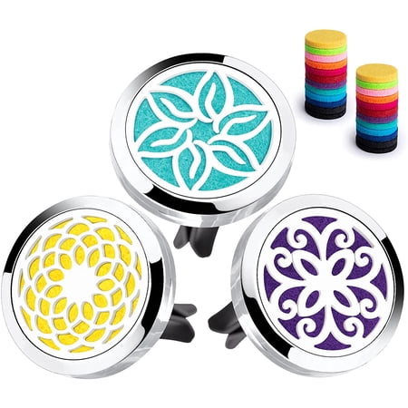 3PCS Car Essential Oil Diffuser Vent Clip, Butterfly Flower Aromatherapy Locket with 24 Felt Pads for Car, Indoor, Office, Air Conditione, Bathroom