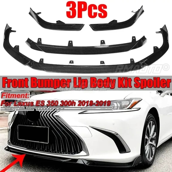 3PCS Car Front Bumper Lip Spoiler Lip Diffuser Splitter Lip Deflector Lips Detachable For Lexus ES 350 300h 2018-2019 Body Kit
