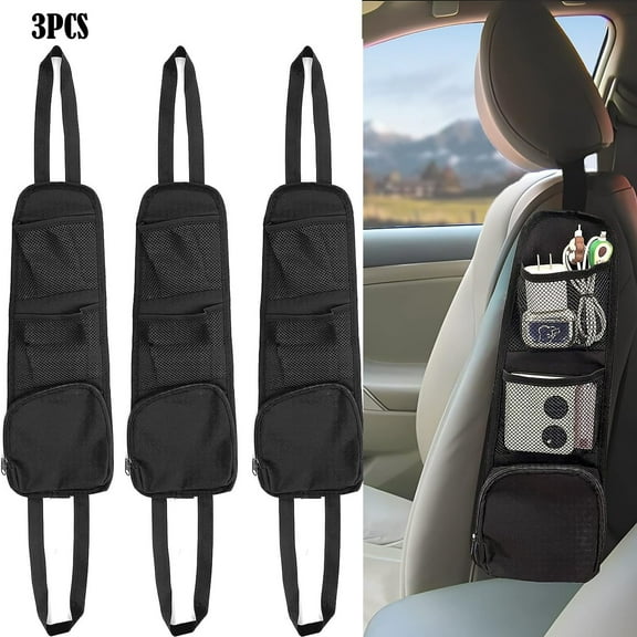 3PCS Car Seat Storage Hanging Bag, Multi-Pocket Seat Side Organizer, Multifunctional Mesh Net Pocket, Can Hold Mobile Phone, Wallet, Glasses, Suitable for Cars, SUVs, Trucks