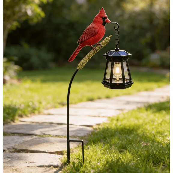 3PCS Cardinal Solar Garden Light with Ear of Corn, Decorative Red Cardinal Solar Stake Lantern with Corn Cob, Waterproof LED Outdoor Light for Garden Yard Pathway Decor