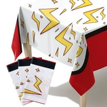 3PCS Cartoon Themed Birthday Party Rectangular Waterproof Plastic Tablecloth With Red And White Color Matching Party Decoration 108 x 54 Inches