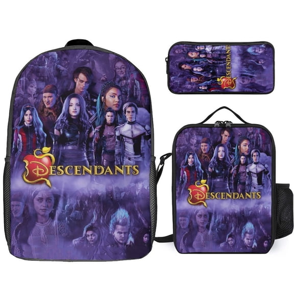 3PCS Casual Descendants Backpack Set Bookbag+Pencil Case+Lunch Bag Combination For Travel Work Camping
