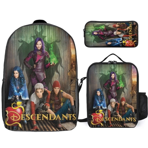 3PCS Casual Descendants Backpack Set Bookbag+Pencil Case+Lunch Bag Combination For Travel Work Camping