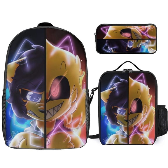 3PCS Casual Mikecrack Backpack Set Bookbag+Pencil Case+Lunch Bag Combination For Travel Work Camping
