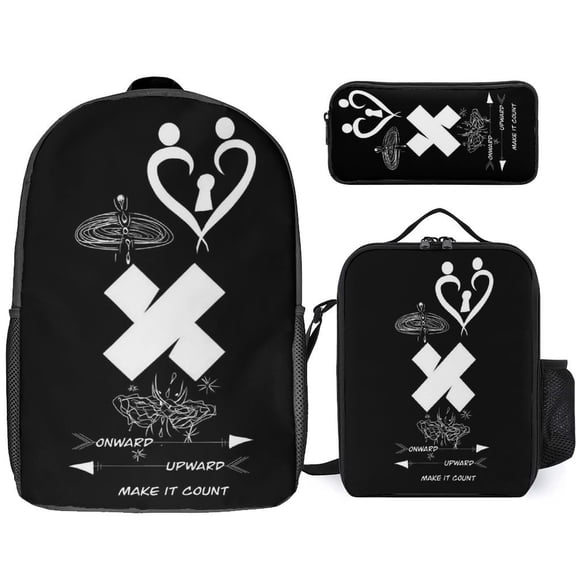 3PCS Casual Sam And Colby Backpack Set Bookbag+Pencil Case+Lunch Bag Combination For Travel Work Camping