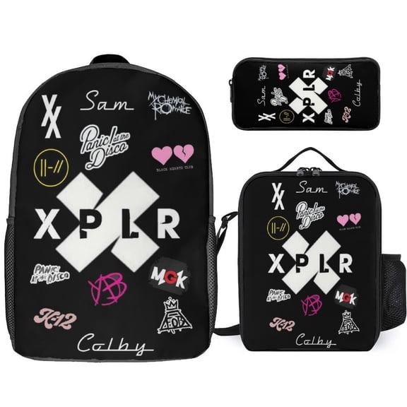 3PCS Casual Sam And Colby Backpack Set Bookbag+Pencil Case+Lunch Bag Combination For Travel Work Camping