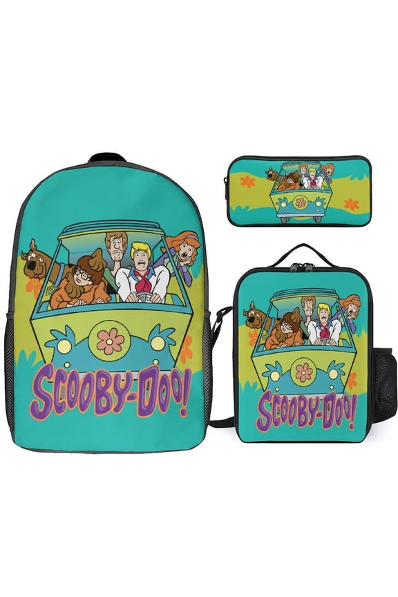 3PCS Casual Scooby-doo Backpack Set With Insulated Lunch Box and Pencil Case For Travel Work Camping