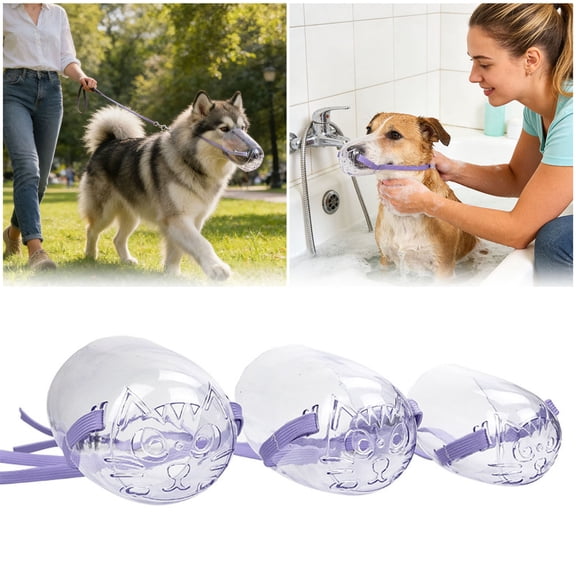 3PCS Cat Muzzle Set Transparent Muzzle Breathable Cat Hood from Biting Chewing Grooming Restraint for All Cats and Pointed Mouth Dogs