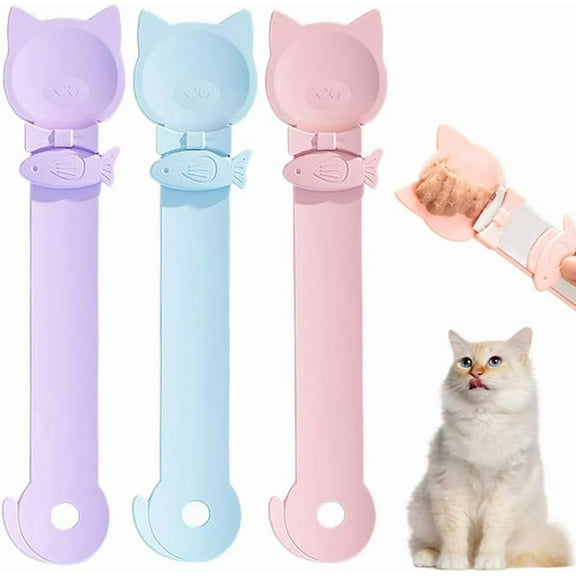 3PCS Cat Treat Spoon Squeeze, Cat Strip Feeder Spoon, Multi-Function Cat Treat Dispenser Spoon, Easy Feeding Cat Spoon for Licky Treats, Cat Spoons & Cat Food Spoon for Wet Food (Cat)