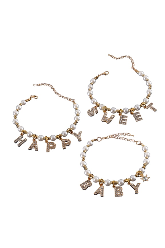 3PCS Cats Necklace with Rhinestones Letter Pendant Wedding Party Pet Necklace Decorative Collar Pet Christmas Neckwear