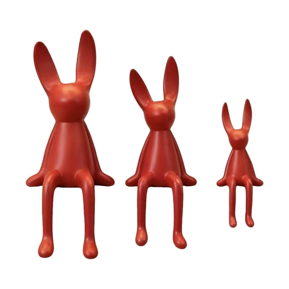 3PCS Ceramic Rabbit Figurine Rabbit Statue Shelf Sitter Decor, Long-Eared Sitting Bunnies Sculpture for Home Bookshelf Mantel Elegant Art Decor for Birthday Gift