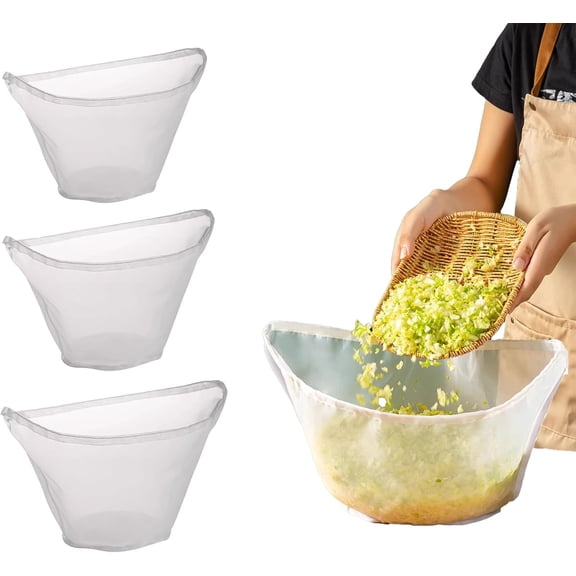 3PCS Cheese Cloth Bag for Straining, Reusable Bowl-Shaped Strainer Bag, Fine Mesh Food Filter Bags, Strainer Bags for Juicing, Cooking, Tea, Nut Milk, and Greek Yogurt