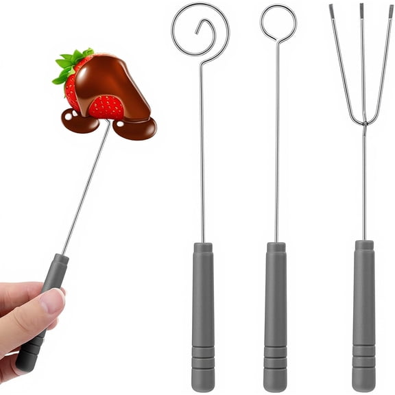 3PCS Chocolate Dipping Tools, Stainless Steel Candy Dipping Tools Set, Chocolate Dip Fork Baking Supplies, Cooking Supplie for Home Bakers Dishwasher Safe