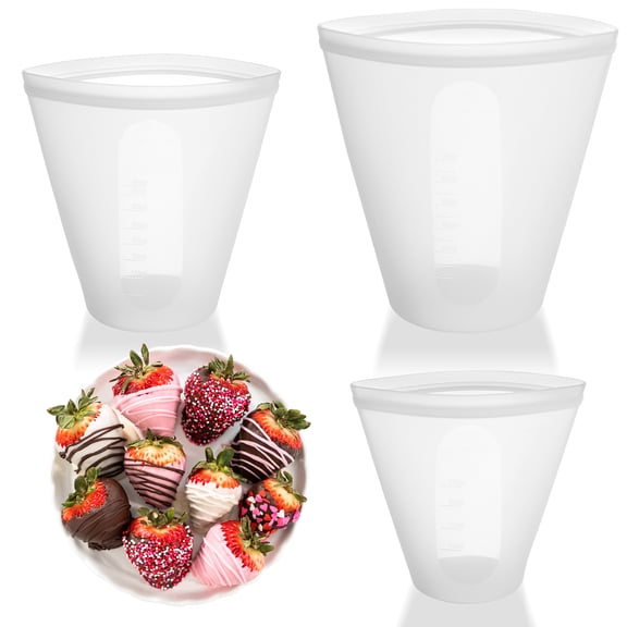 3PCS Chocolate Melting Cup Reusable Storage Silicone Bags Platinum cured silicone BPA-Free top gadgets for bakers