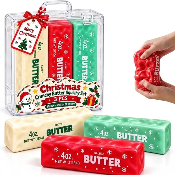 3PCS Christmas Crunchy Butter Squishy Slow Rising Butters Crunchys Squishys Butter Squishys elief Sensory ASMR Toy Christmas Stocking Stuffers Party Favors