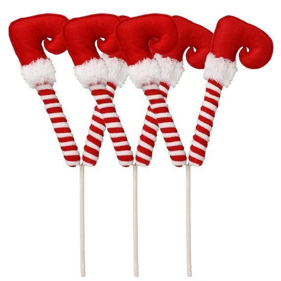 3PCS Christmas Elf Leg Picks - 11.8" Striped Plush Stuffed Elf Leg Ornaments with Bendable Wire for Xmas Tree, Party & Home Decor