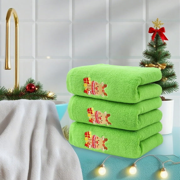 3PCS Christmas Embroidered Towels 2.46 Ft - Comfortable Cotton Kitchen Towels for Holiday Household Decor and Use