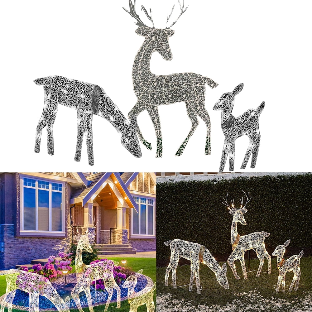 3PCS Christmas Lighted Reindeer Family Christmas Decorations Deer for