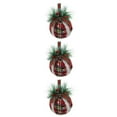 thumbnail image 1 of 3PCS Christmas Plaid Ball Ornaments Burlap Foam 3.93'' Black & Red Buffalo Plaid Fabric Ball Ornaments with Pine Cones and Greenery, Plaid Christmas Tree Hanging Ball Ornaments Festive Decoration, 1 of 9