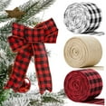 thumbnail image 1 of 3PCS Christmas Plaid Burlap Ribbons, Wired Ribbon Buffalo Ribbon Plaid Ribbon for Christmas Crafts Wrapping DIY Projects Decor, 1 of 7