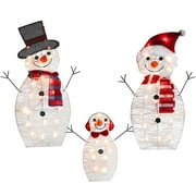 3PCS Christmas Snowman Light Decoration,Deer Led Lighted Christmas Decor,Light Up Holiday Party Outdoor Yard Decoration Set