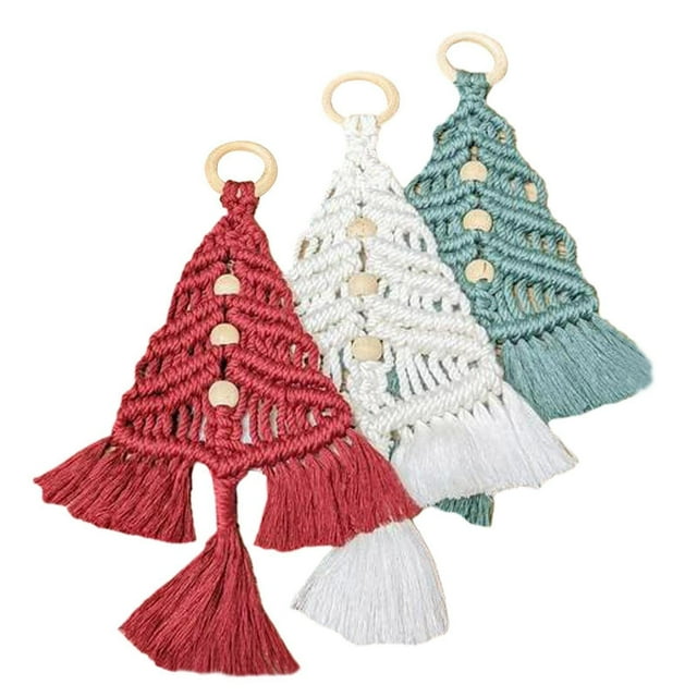 3PCS Christmas Tree Macrame DIY Kit Christmas Handmade Macrame Woven