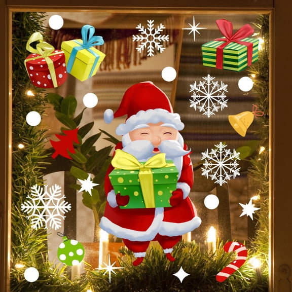 3PCS Christmas Window Clings Stickers for Glass, Xmas Decals Decorations Holiday Decals for Party