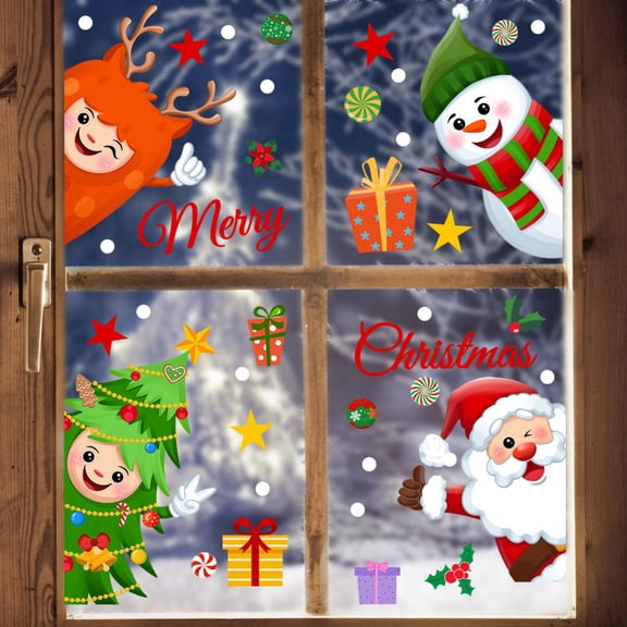 3PCS Christmas Window Clings Stickers for Glass, Xmas Decals Decorations Holiday  Decals for Party