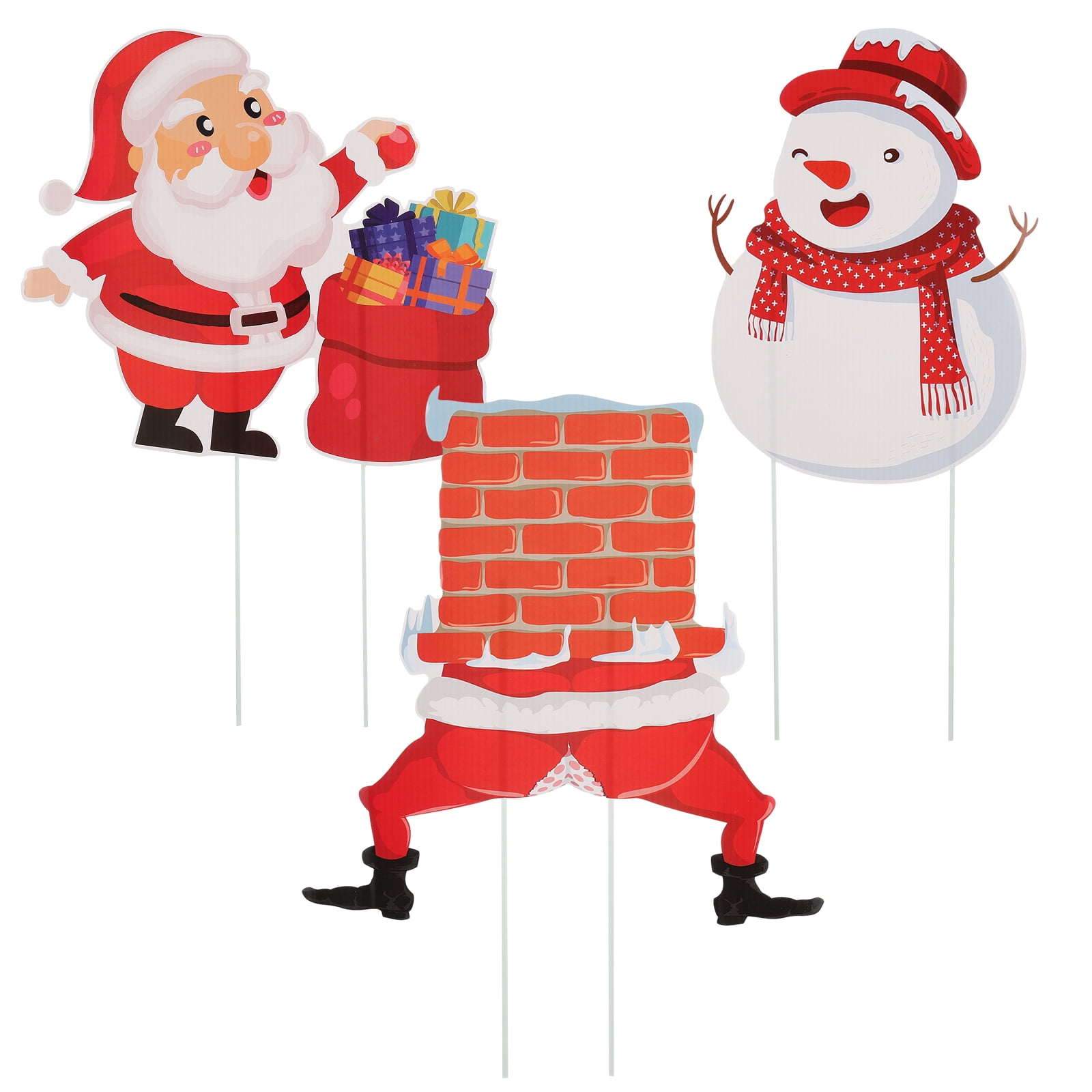 3PCS Christmas Yard Signs Garden Lawn Scene Decorations Christmas Signs