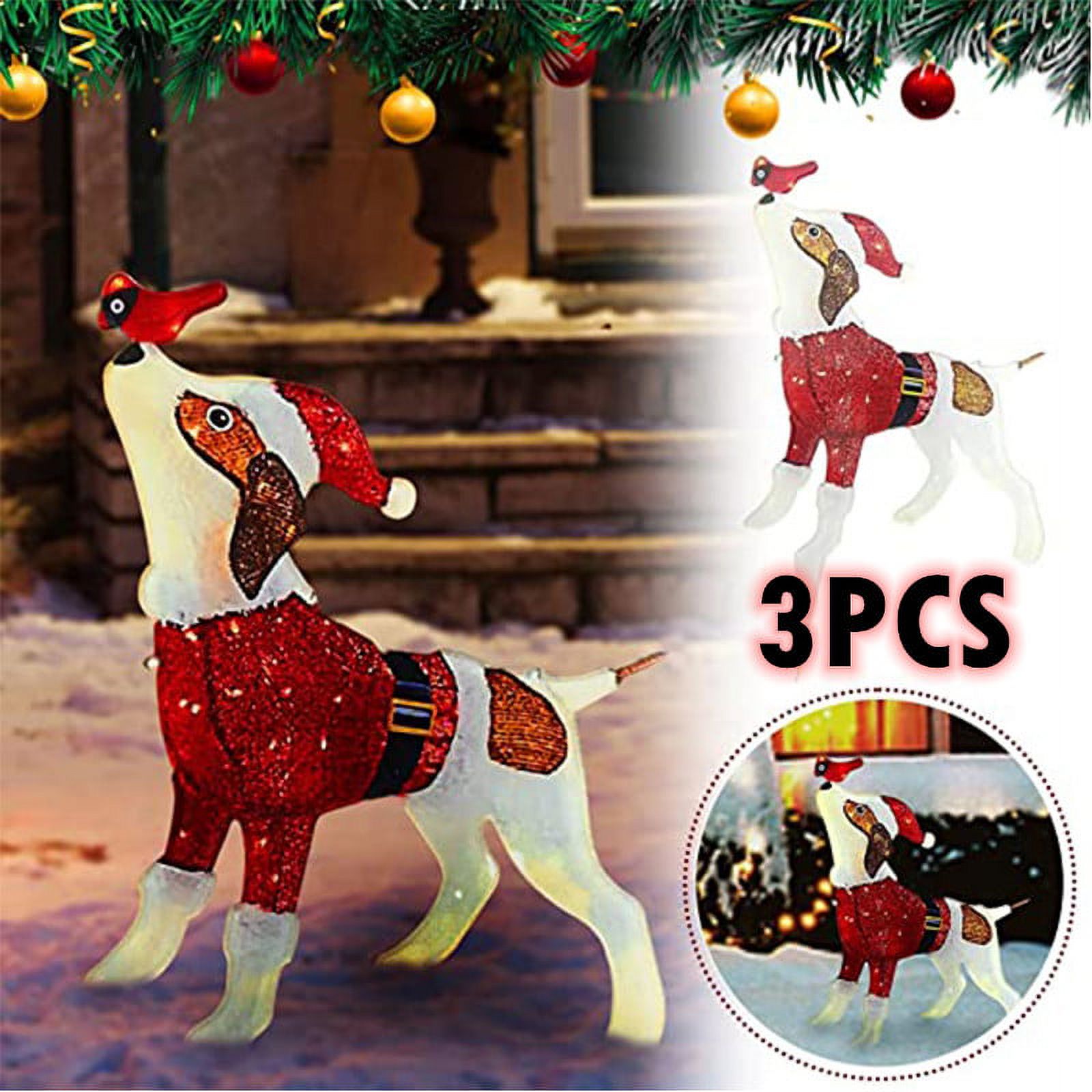 3PCS Christmas courtyard lights, dog Christmas decorations with LED