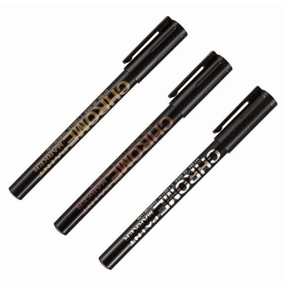 3PCS Chrome Pen Marker Mirror Waterproof Paint Repair for Rock Ceramic Glass Metallic