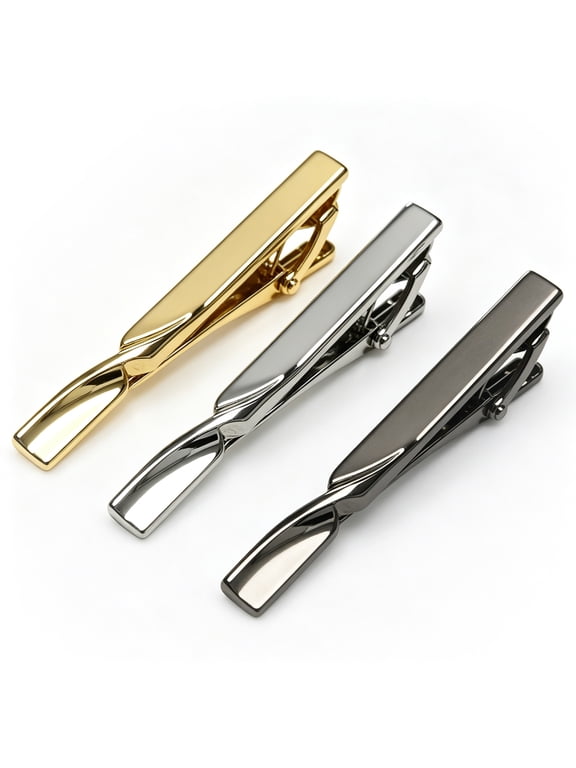 3PCS Classic Tie Clips for Men, Tie Bar Set for Regular Ties, Luxury Box Gift Ideas
