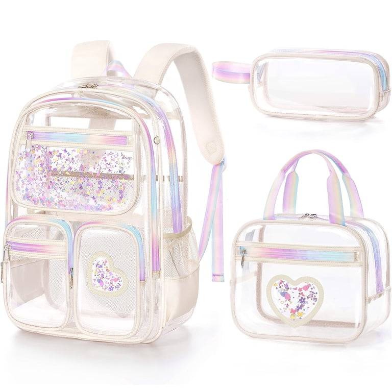 3PCS Clear Backpack with Lunch Box & Pencil Case, Heavy Duty  display picture 1