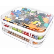 3PCS Clear Hard Shell Zipper Case,Toy Organizers and Storage Box,Clear Toiletry Cosmetic Case,Travel Makeup Bags, Pencil Case,Stackable Portable Transparent Zipper Pouches White-L