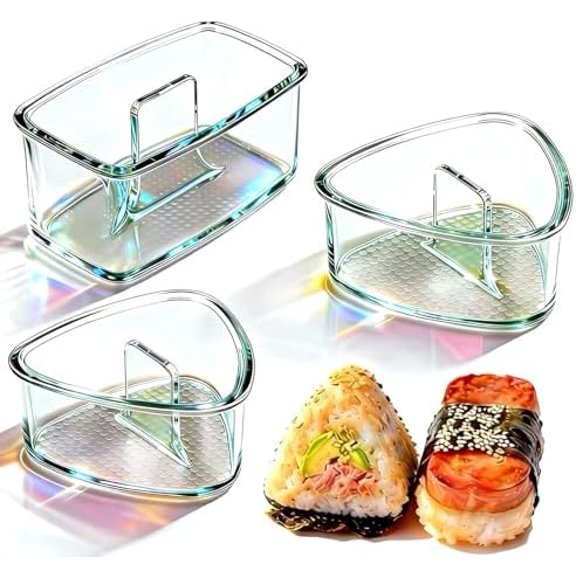 3PCS Clear Large Onigiri mold,Triangle Rice press Molds for Sushi, Musubi & Rice Balls  Non-Stick,BPA-Free,Hawaiian Musubi Maker, Sushi Mold for Bento Boxes and Lunches$$Home Decor, Kitchen, & Other