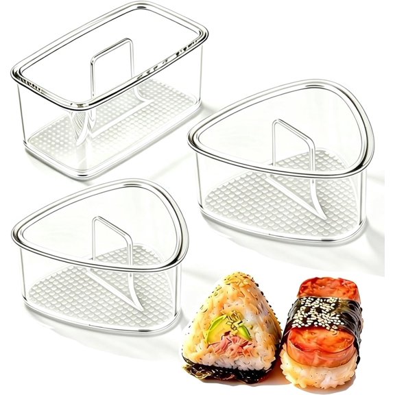 3PCS Clear Large Onigiri mold,Triangle Rice press Molds for Sushi, Musubi & Rice Balls  Non-Stick,BPA-Free,Hawaiian Musubi Maker, Sushi Mold for Bento Boxes and Lunches