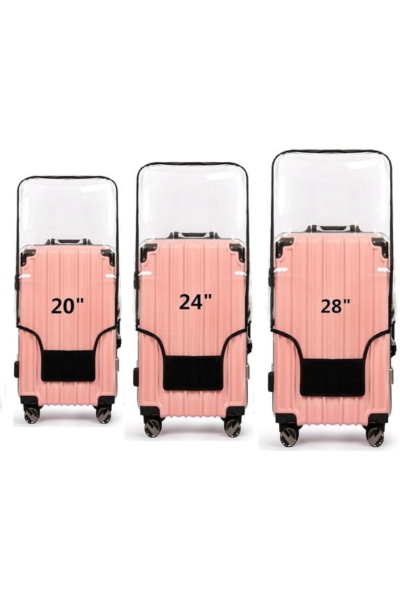 3PCS Clear PVC Suitcase Cover Protectors Transparent Luggage Covers Waterproof Wheeled Suitcase Dust Cover Dustproof Travel Luggage Sleeve Protector 20"+24"+28"