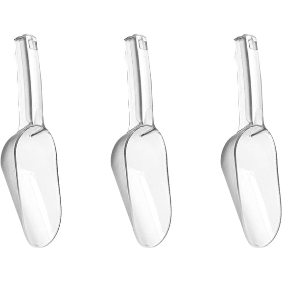3PCS Clear Plastic Ice Scoop, 6 ounces Alec Ice Scoops, Kitchen Scoop for Ice Bucket Ice, Popcorn, Coffee Beans, Flour (6 oz.)