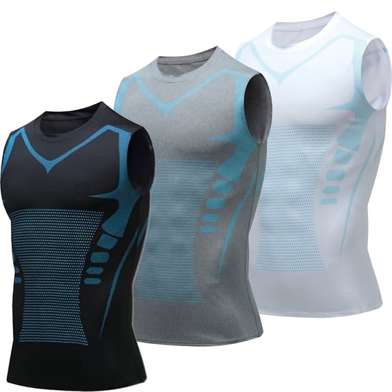 3PCS Compression Shirt Compression Tank Top Men Sleeveless Compression Shirt Men Feel the Power of Confidence,White Gray Black