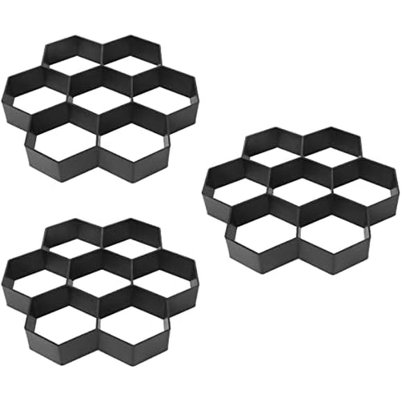 3PCS Concrete Forms Molds Stepping Stone Paver Hexagon Maker Reusable DIY Walkway Pavement Paving Moulds for Lawn Patio Yard Garden$$Garden & Patio