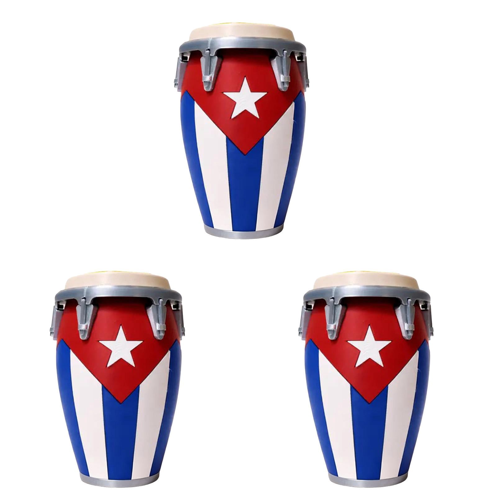 3PCS Conga-Style Can Holder, Puerto Rican Flag Conga Style 3D Printed 12oz Can Holder, Cultural Drum Drink Cooler for Beach BBQ Party, Caribbean Pride Beverage Holder Gift