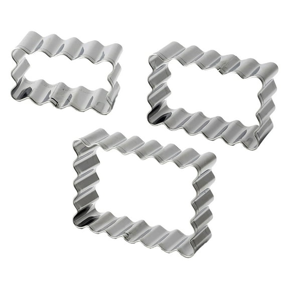 3PCS Cookie Cutter Rectangle Stainless Steel Cookie Cutter Set Rectangle Bis Cuit M Pa Stry Fluted Edge Cutters Jagged Edge Cookie Cutter Rectangle Fluted Edge Cutters Vac Seal Bags Steel Shaped