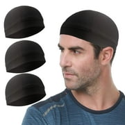 3PCS Cooling Skull Cap Helmet Liner Sweat Wicking Cycling Running Hat for Men Women, 3PCS-Black